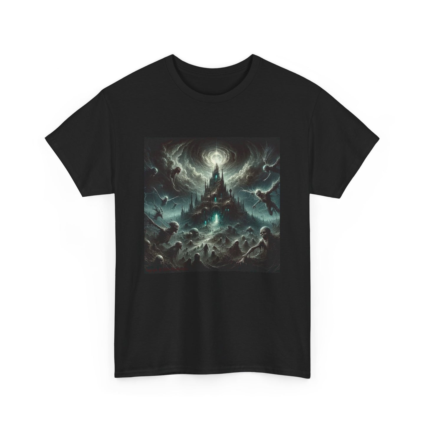 Horror Castle with Tree Skeletons - Unisex Heavy Cotton Tee