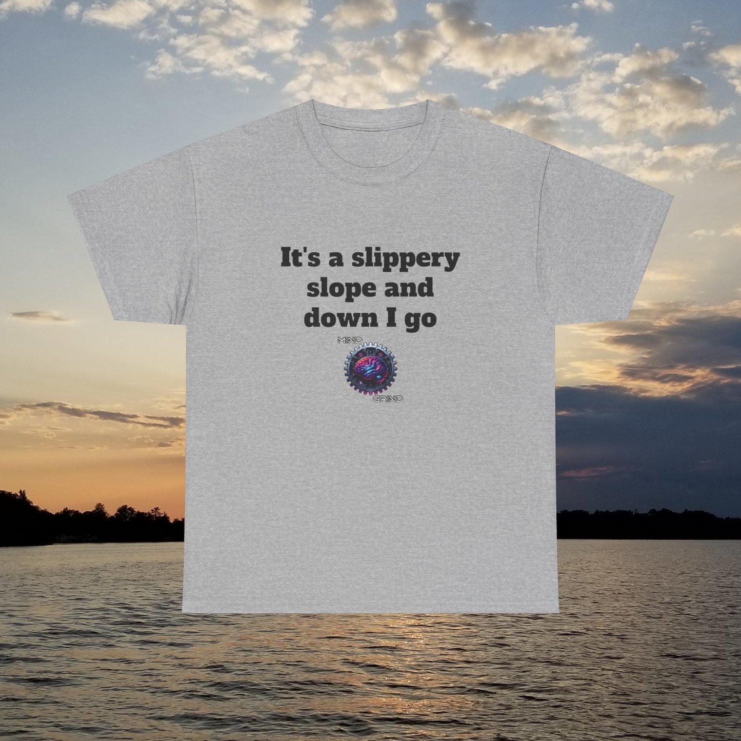 It's a slippery slope and down I go - Unisex Heavy Cotton Tee - Large Logo