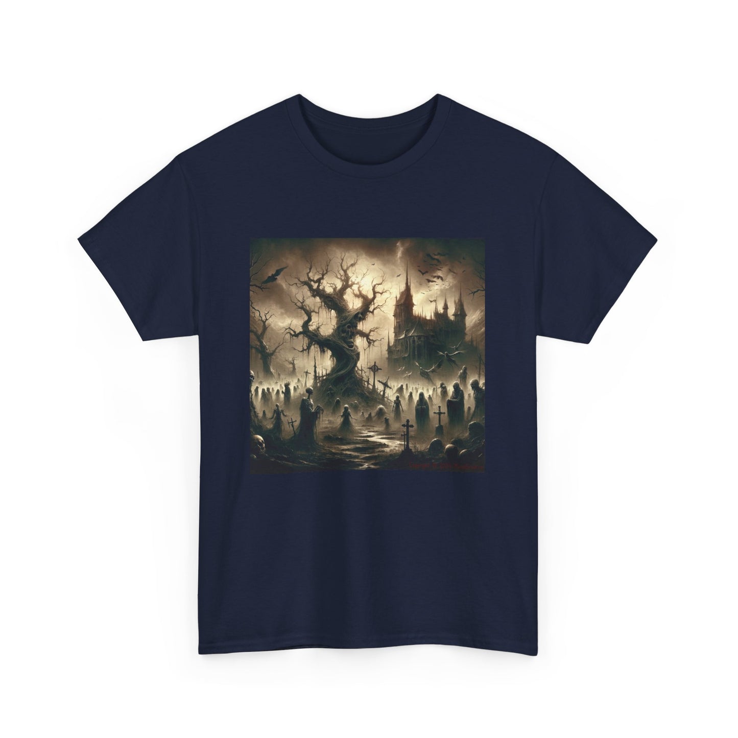 Horror Castle Black and White Twisted Tree - Unisex Heavy Cotton Tee