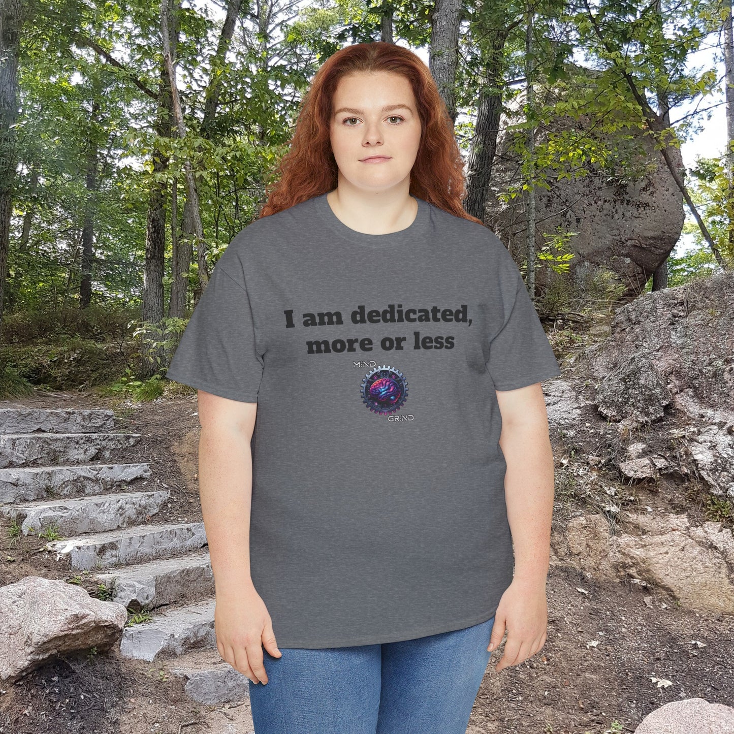 I am dedicated, more or less - Unisex Heavy Cotton Tee - Large Logo