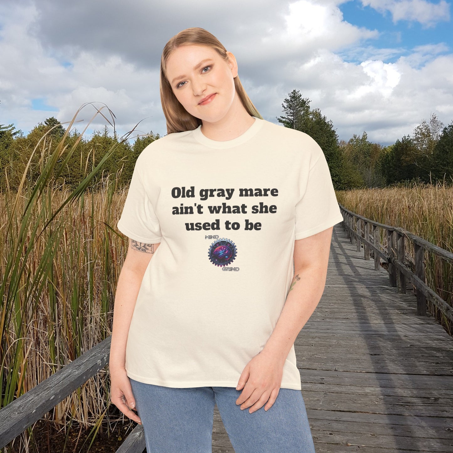 Old gray mare ain't what she used to be - Unisex Heavy Cotton Tee - Large Logo