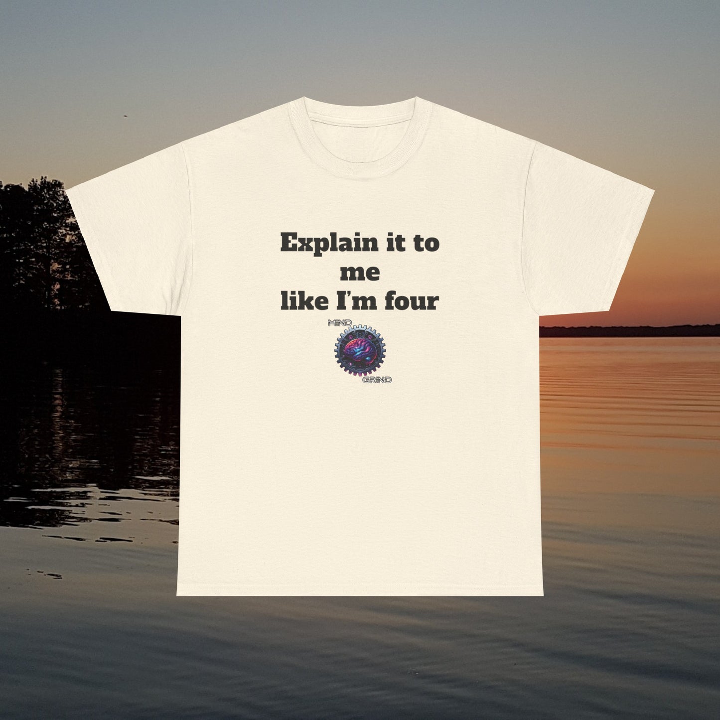 Explain it to me like I'm four - Unisex Heavy Cotton Tee - Large Logo