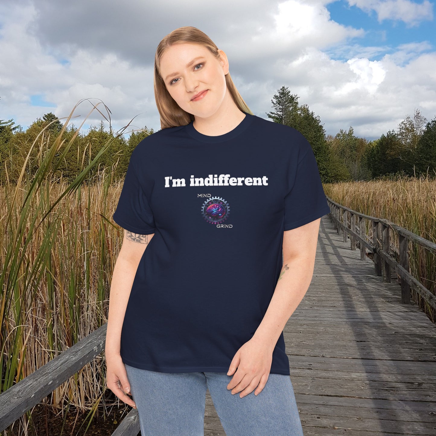 I'm indifferent - Unisex Heavy Cotton Tee - Large Logo