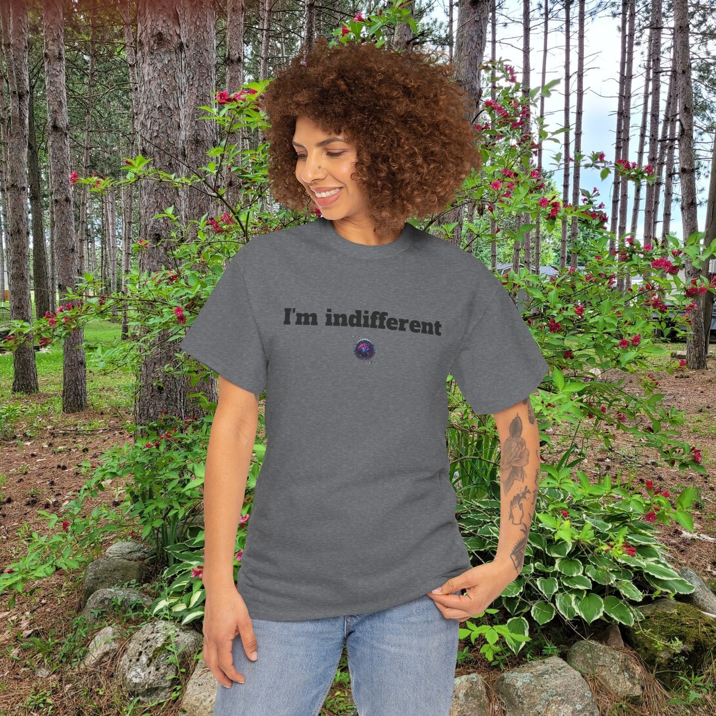 I'm indifferent - Unisex Heavy Cotton Tee - Small Logo
