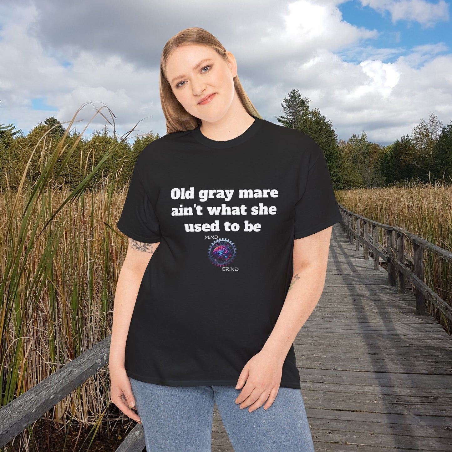 Old gray mare ain't what she used to be - Unisex Heavy Cotton Tee - Large Logo