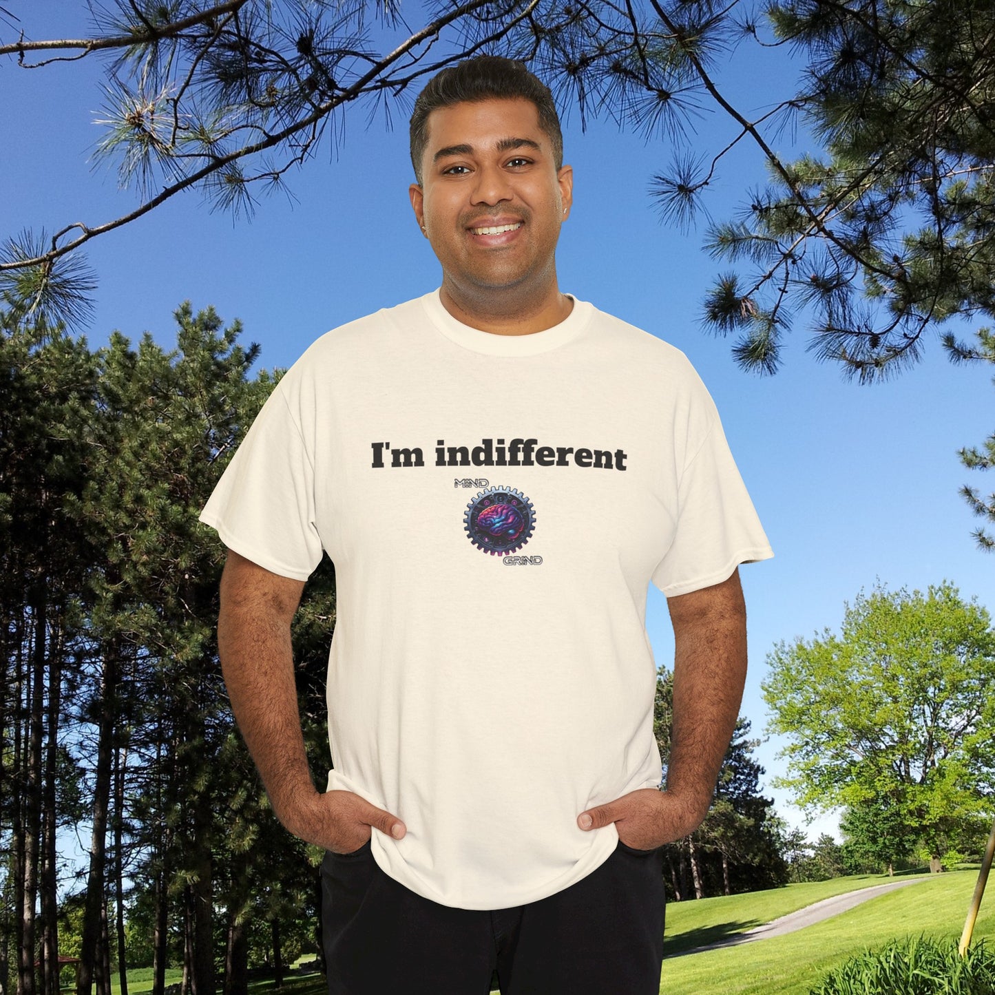 I'm indifferent - Unisex Heavy Cotton Tee - Large Logo