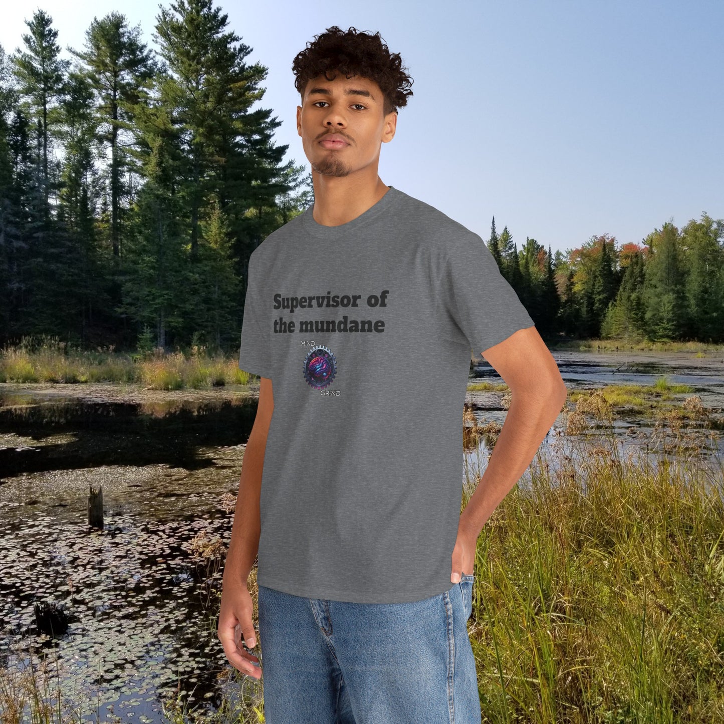 Supervisor of the mundane - Unisex Heavy Cotton Tee - Large Logo