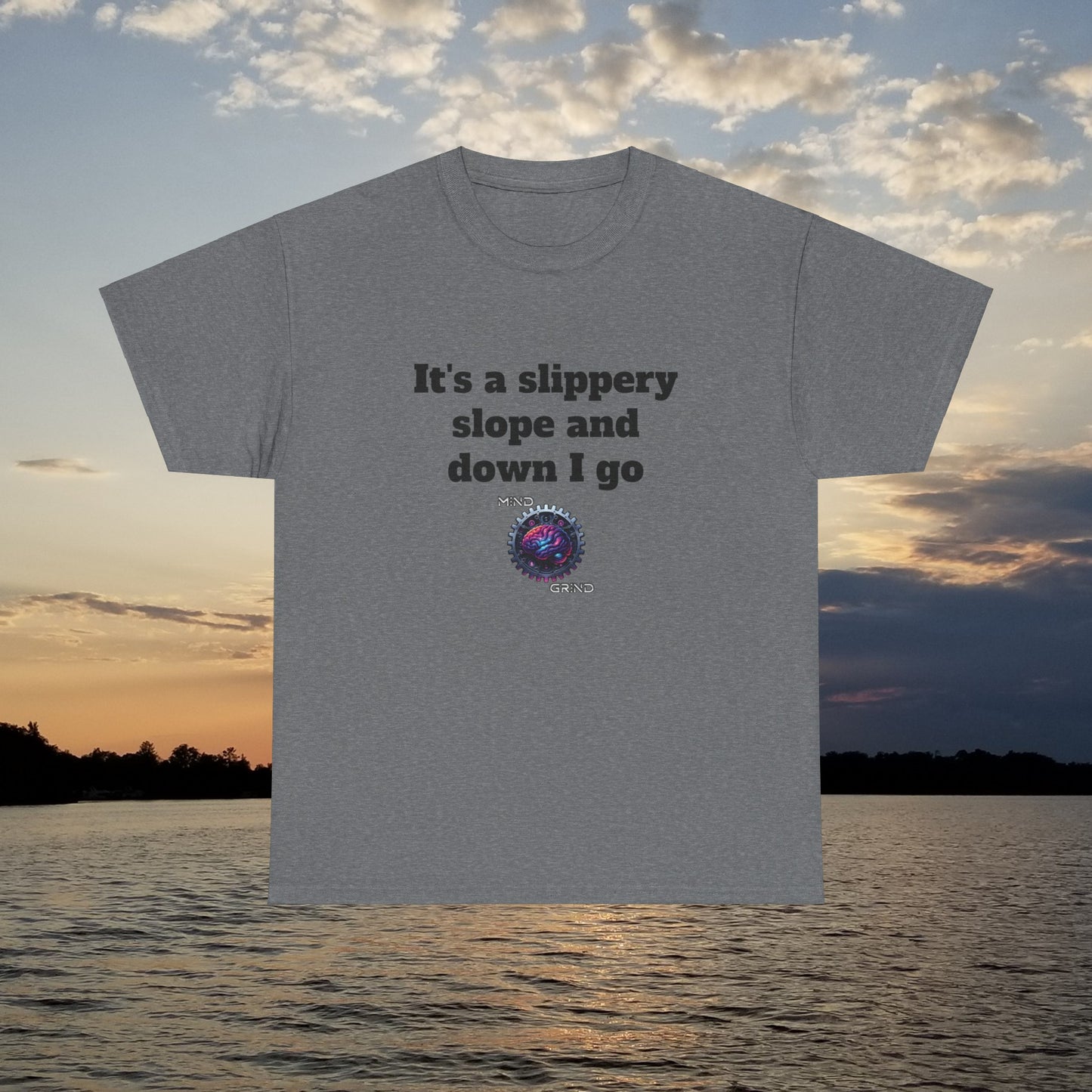 It's a slippery slope and down I go - Unisex Heavy Cotton Tee - Large Logo