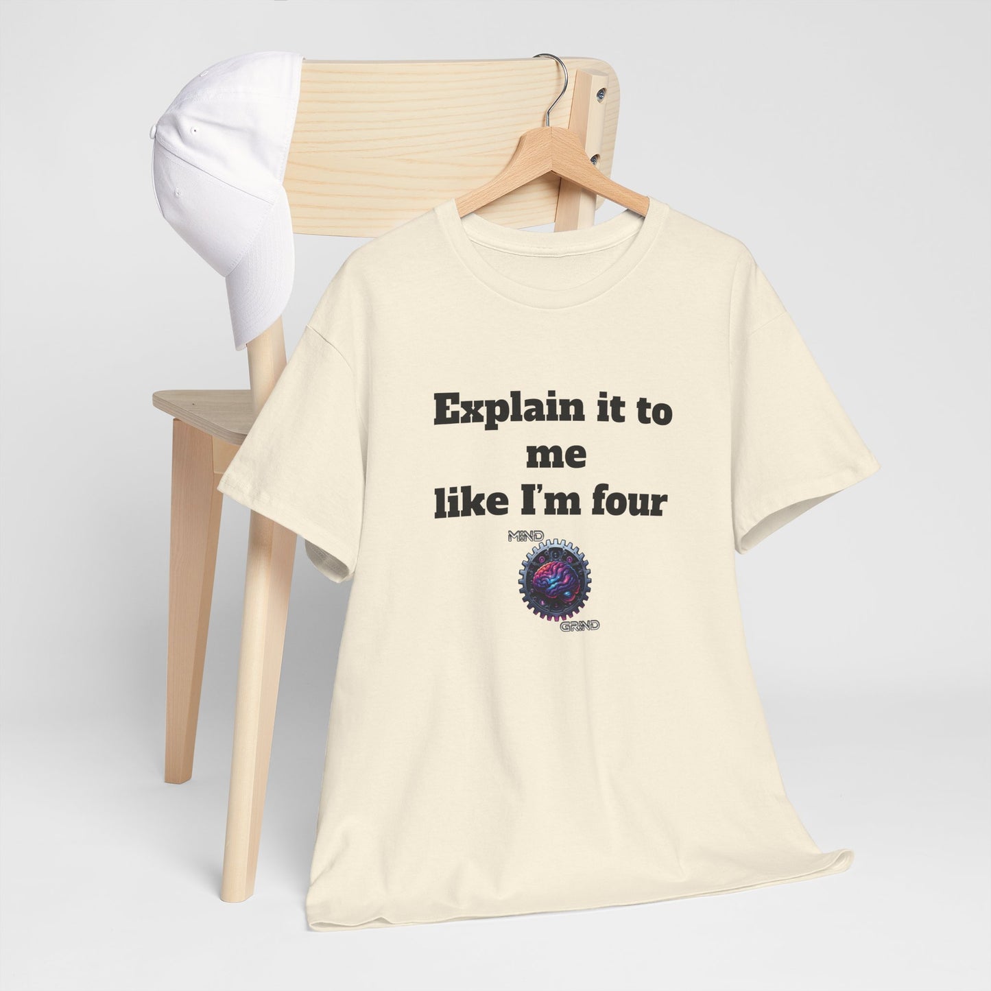 Explain it to me like I'm four - Unisex Heavy Cotton Tee - Large Logo