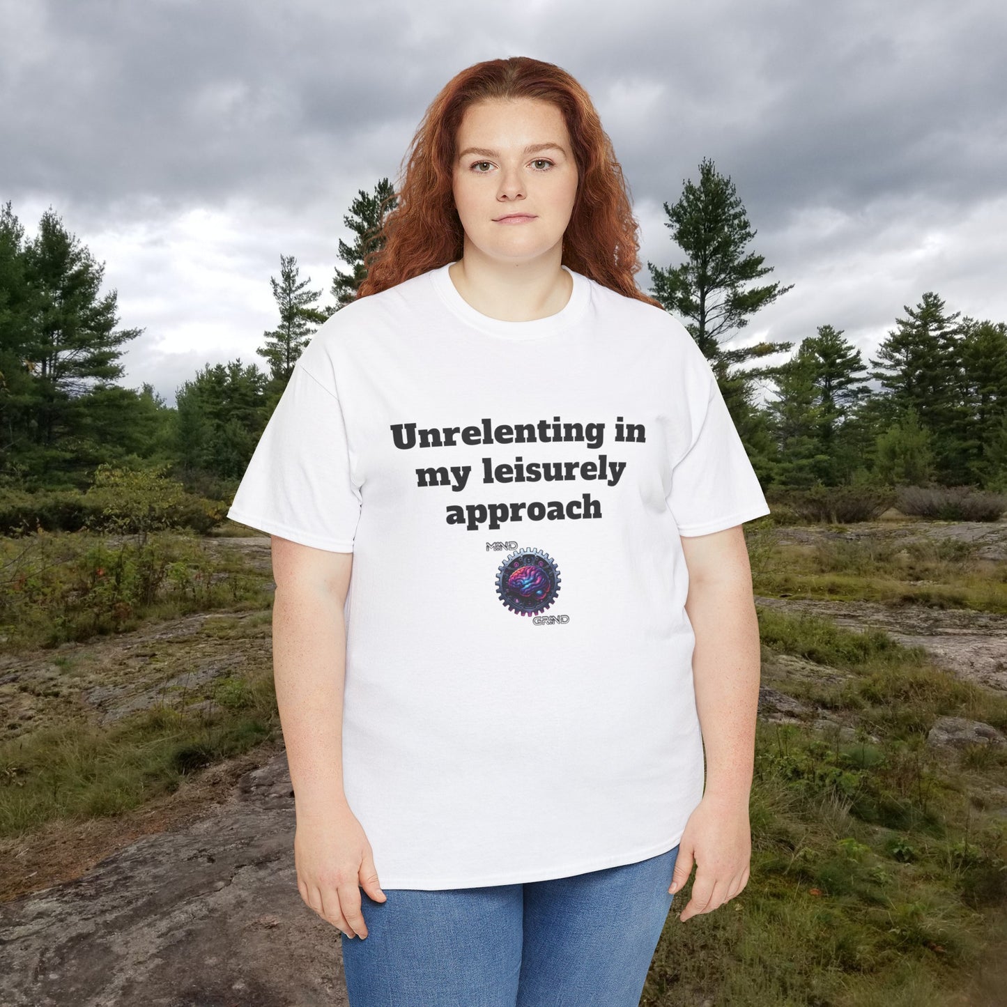 Unrelenting in my leisurely approach - Unisex Heavy Cotton Tee - Large Logo