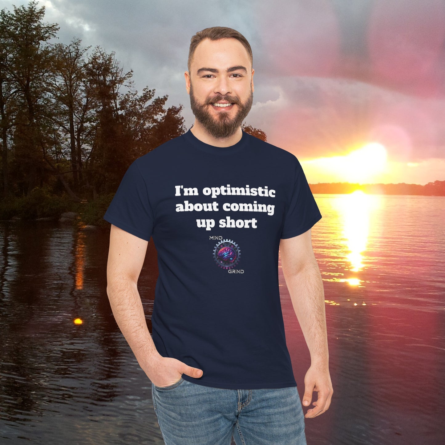 I'm optimistic about coming up short - Unisex Heavy Cotton Tee - Large Logo