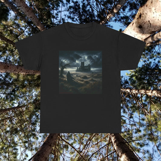 Horror Castle with Lone Spectre - Unisex Heavy Cotton Tee