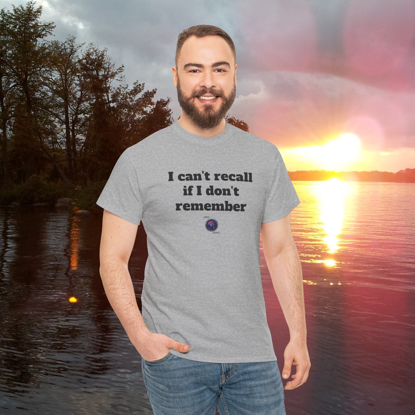 I can't recall if I don't remember - Unisex Heavy Cotton Tee - Small Logo