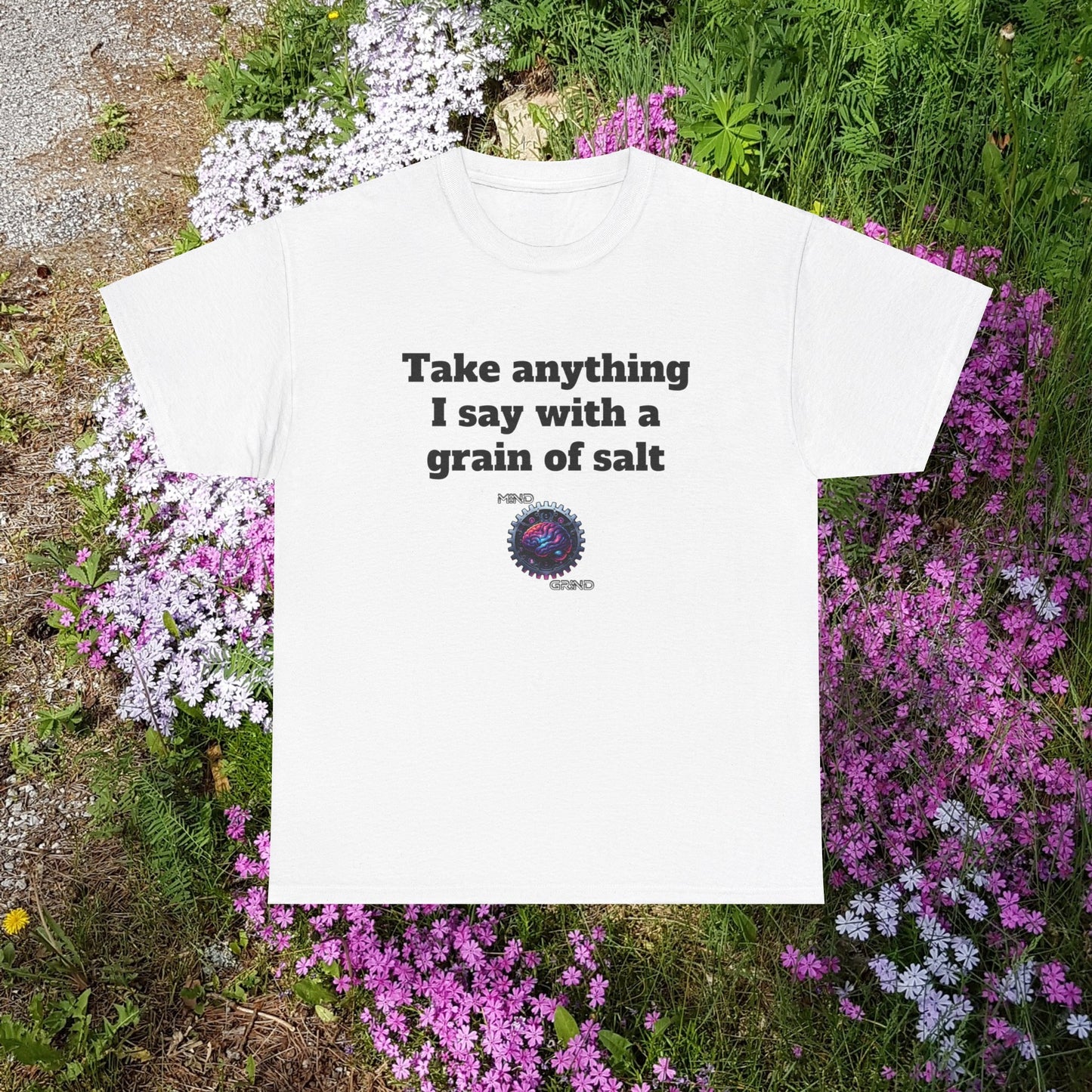 Take anything I say with a grain of salt - Unisex Heavy Cotton Tee - Large Logo