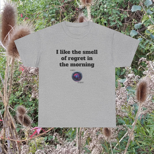 I like the smell of regret in the morning - Unisex Heavy Cotton Tee - Large Logo