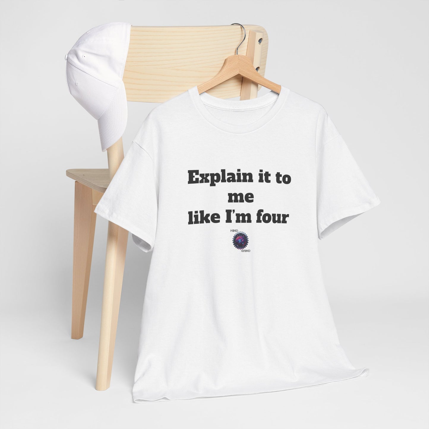 Explain it to me like I'm four - Unisex Heavy Cotton Tee - Small Logo