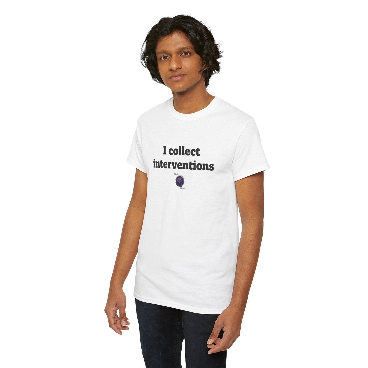 I collect interventions - Unisex Heavy Cotton Tee - Small Logo