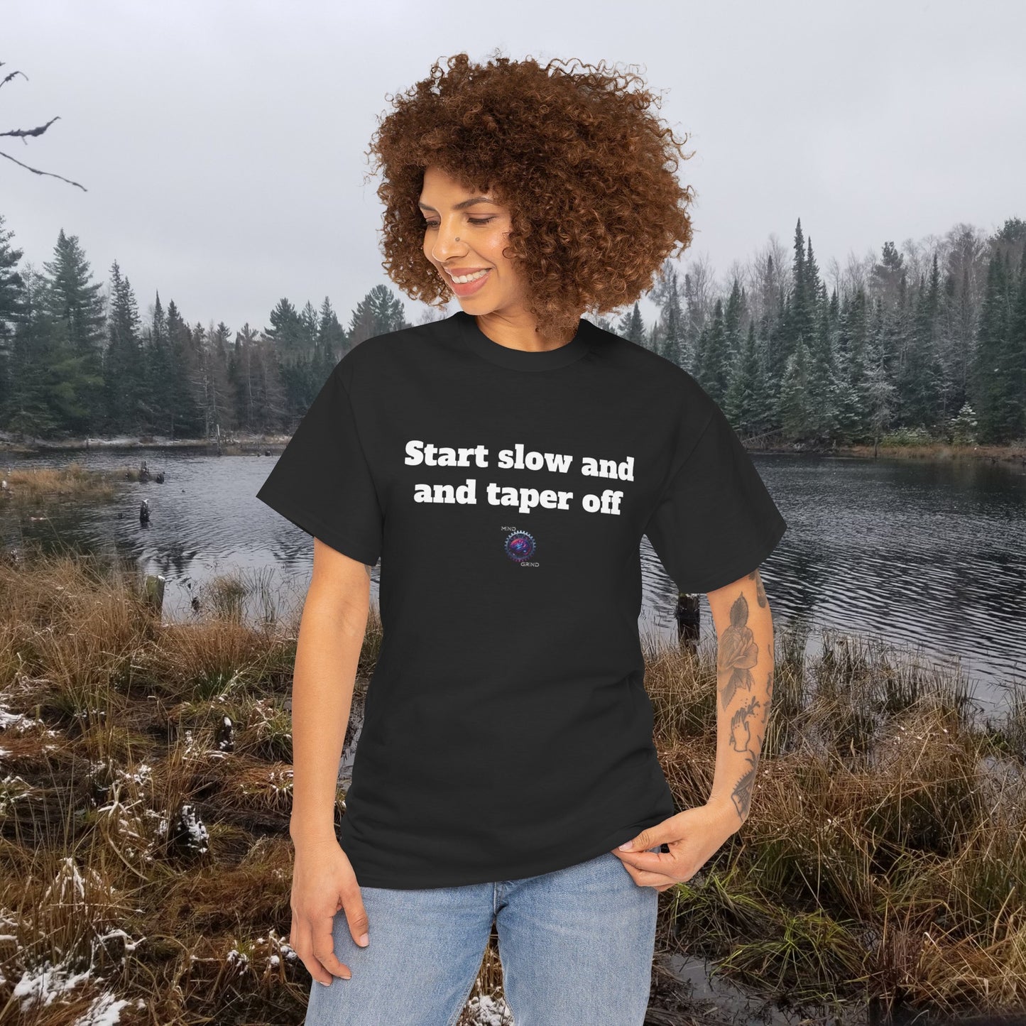 Start slow and taper off - Unisex Heavy Cotton Tee - Small Logo