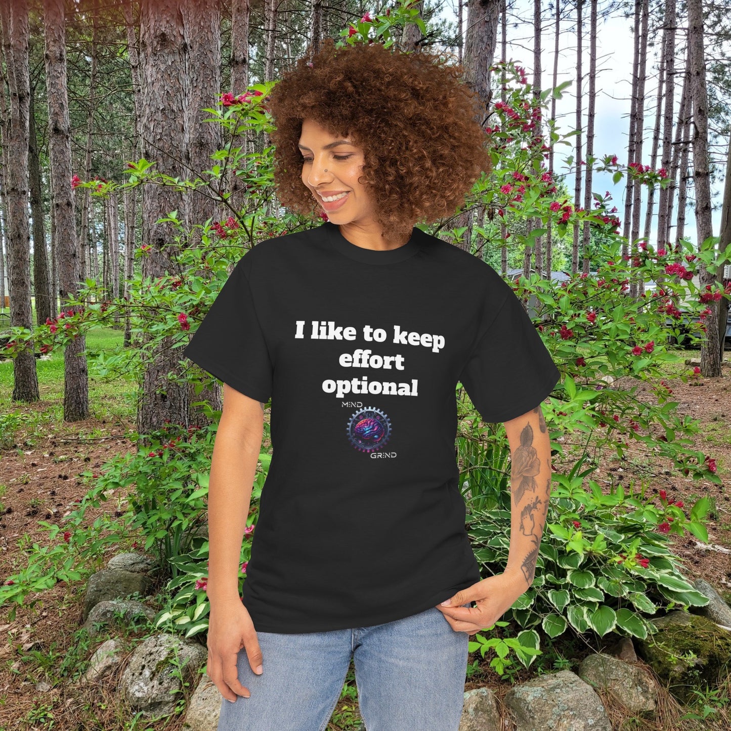 I like to keep effort optional - Unisex Heavy Cotton Tee - Large Logo
