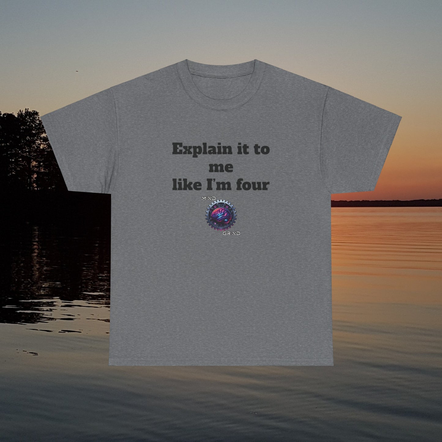 Explain it to me like I'm four - Unisex Heavy Cotton Tee - Large Logo
