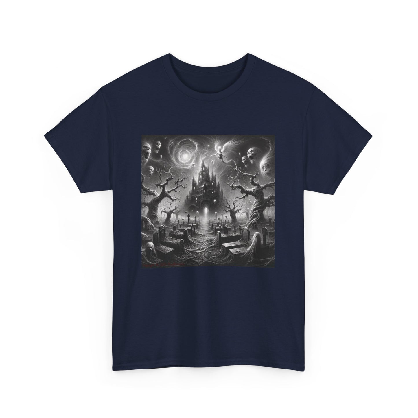 Horror Castle Black and White - Unisex Heavy Cotton Tee