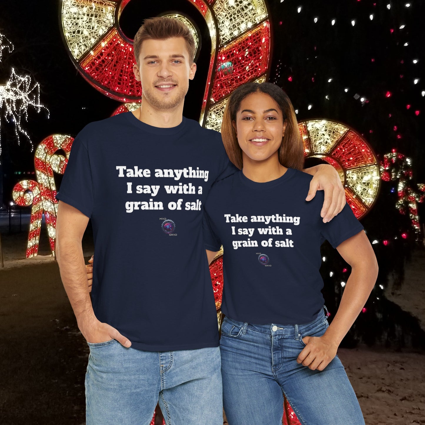 Take anything I say with a grain of salt - Unisex Heavy Cotton Tee - Small Logo