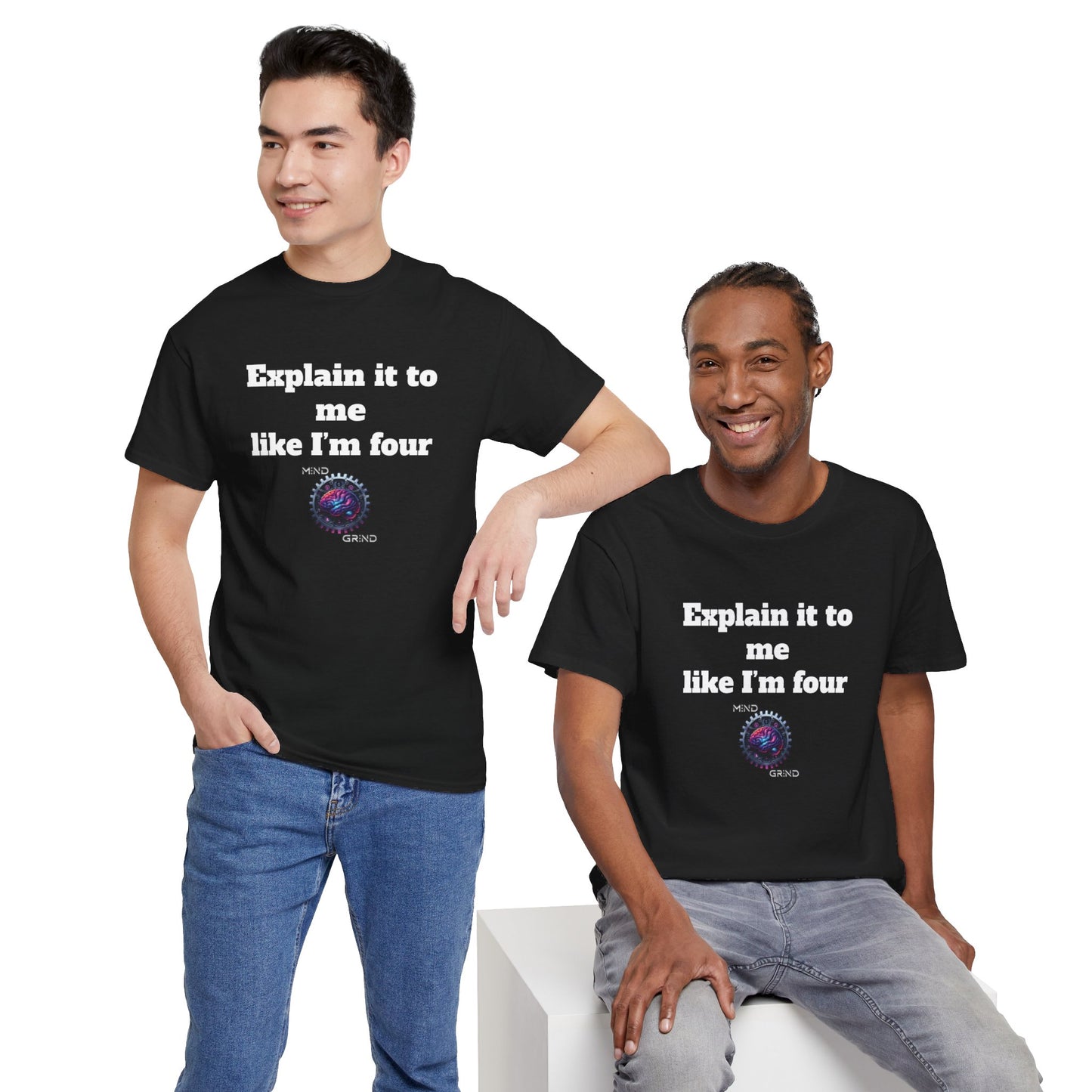 Explain it to me like I'm four - Unisex Heavy Cotton Tee - Large Logo