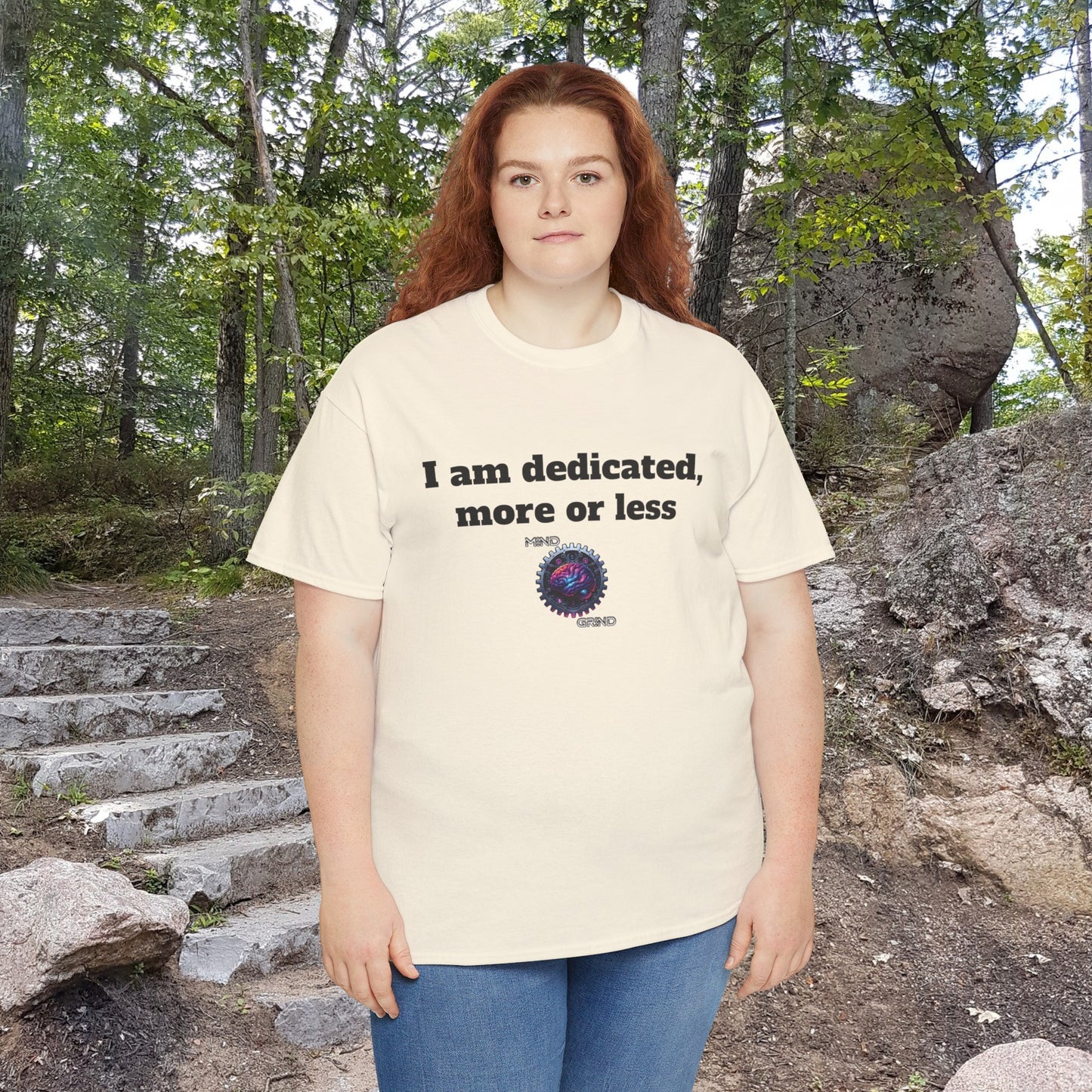 I am dedicated, more or less - Unisex Heavy Cotton Tee - Large Logo
