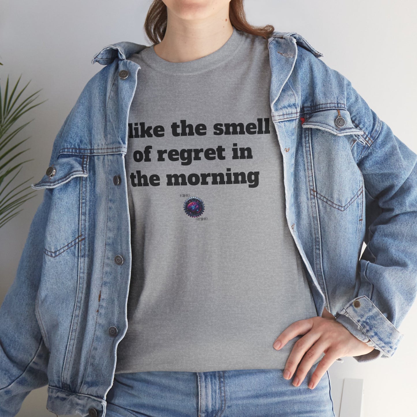 I like the smell of regret in the morning - Unisex Heavy Cotton Tee - Small Logo