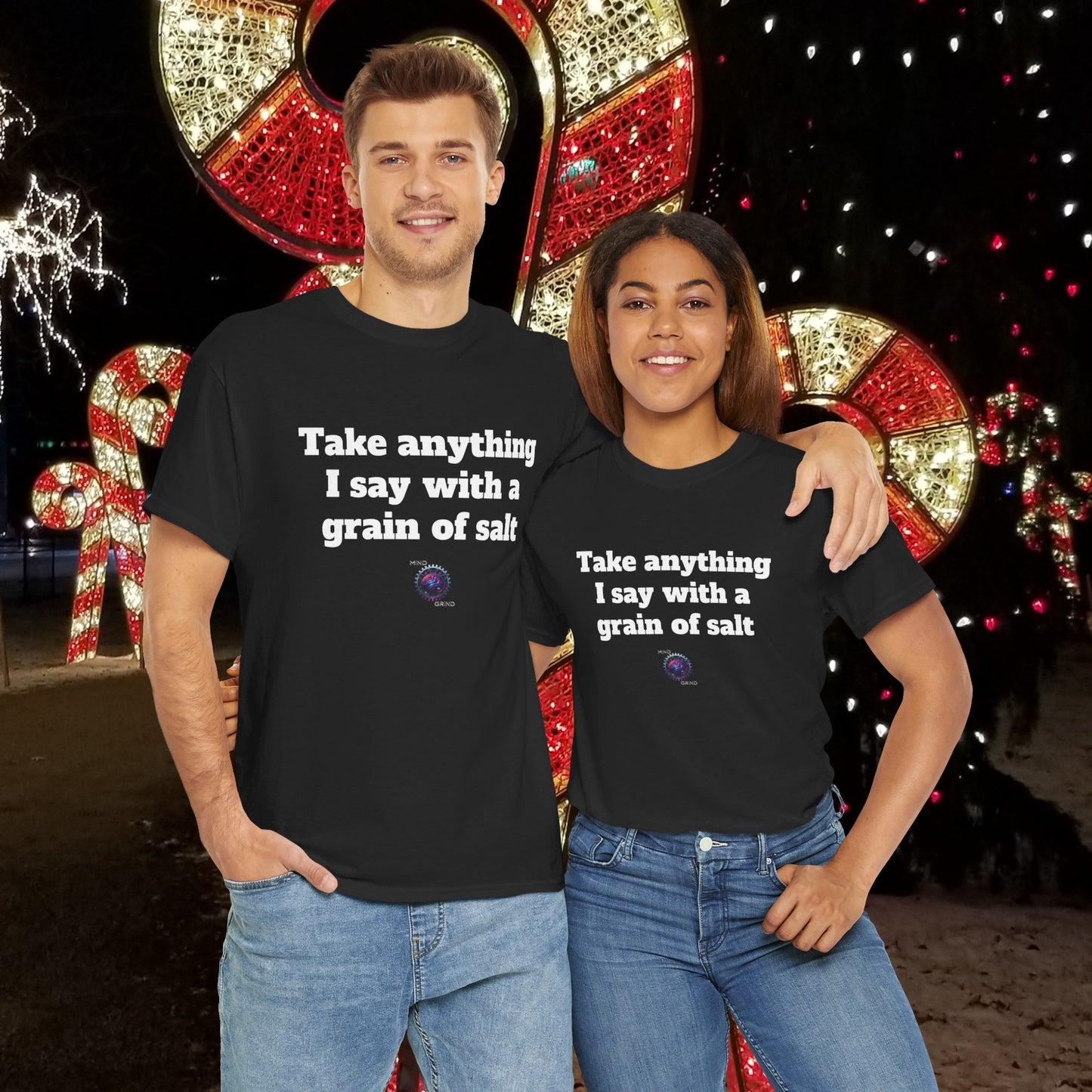 Take anything I say with a grain of salt - Unisex Heavy Cotton Tee - Small Logo