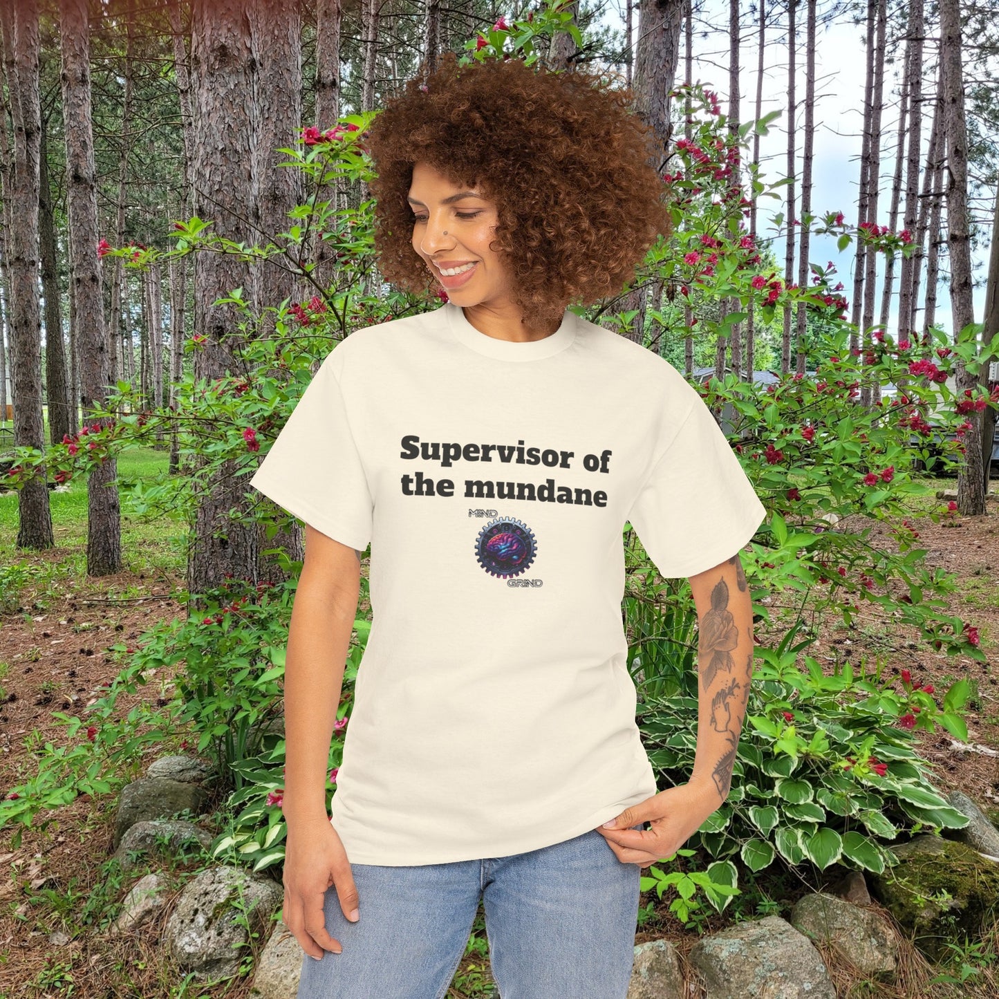 Supervisor of the mundane - Unisex Heavy Cotton Tee - Large Logo