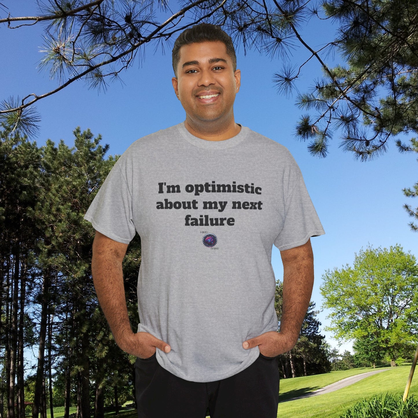 I'm optimistic about my next failure - Unisex Heavy Cotton Tee - Small Logo