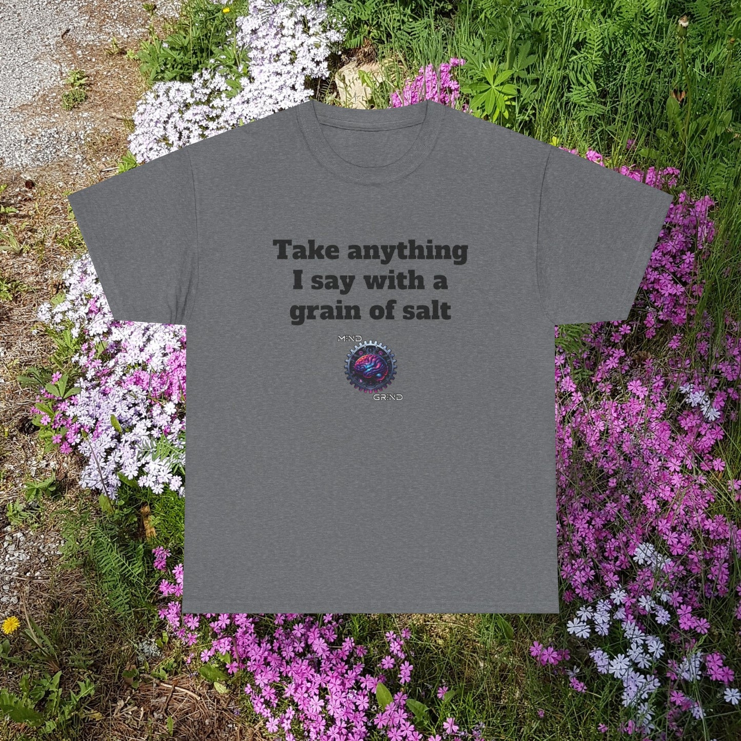 Take anything I say with a grain of salt - Unisex Heavy Cotton Tee - Large Logo