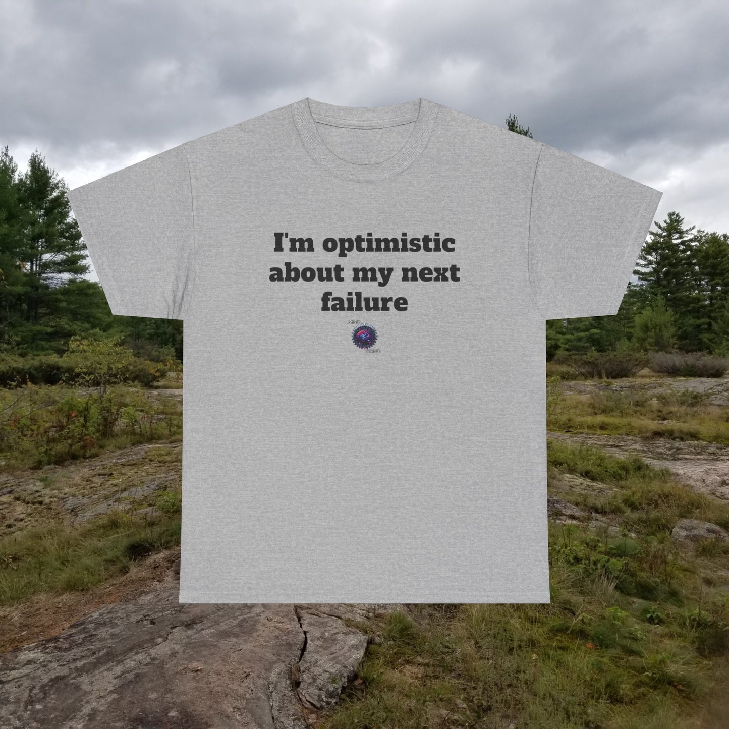 I'm optimistic about my next failure - Unisex Heavy Cotton Tee - Small Logo
