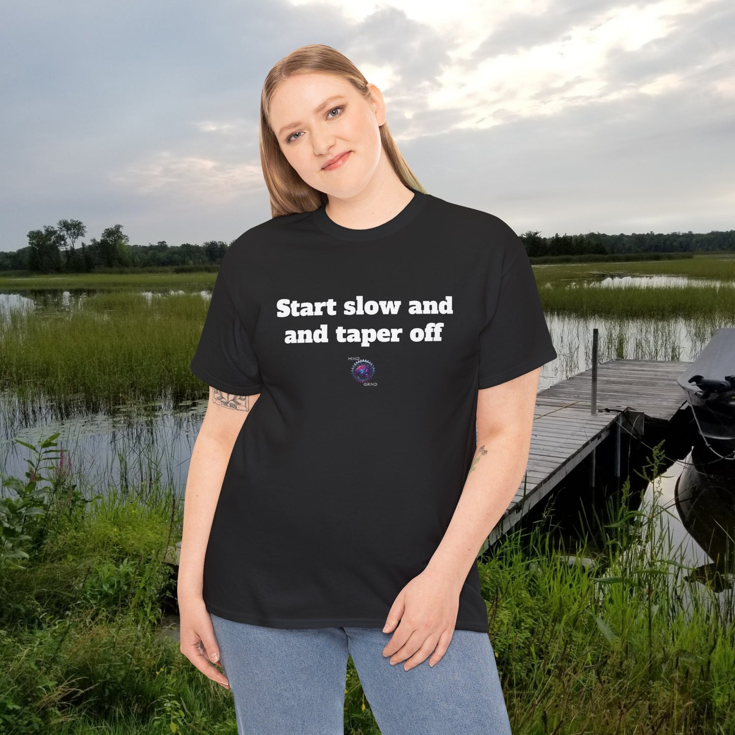 Start slow and taper off - Unisex Heavy Cotton Tee - Small Logo