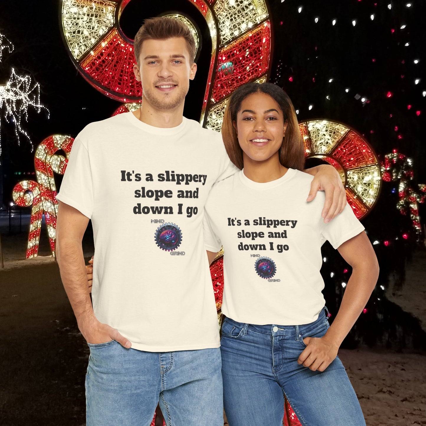 It's a slippery slope and down I go - Unisex Heavy Cotton Tee - Large Logo