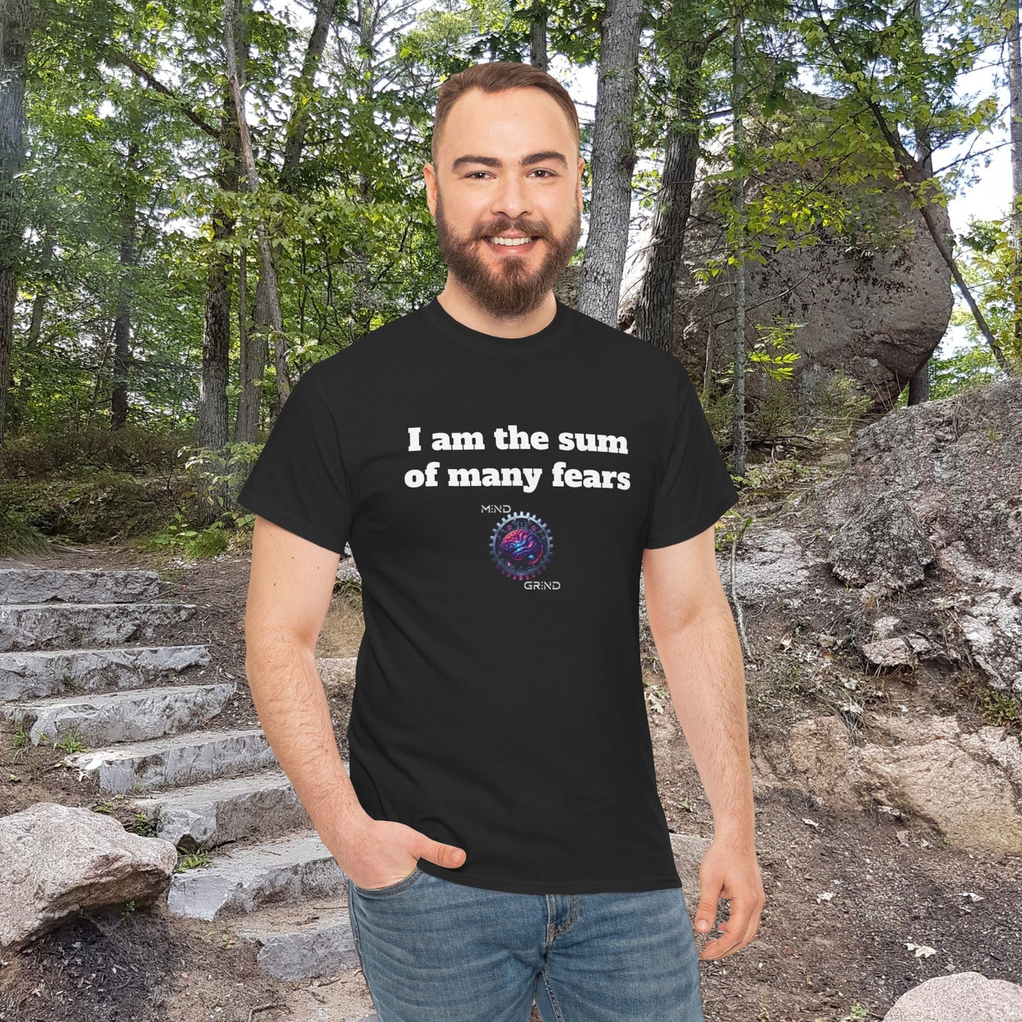I am the sum of many fears - Unisex Heavy Cotton Tee - Large Logo