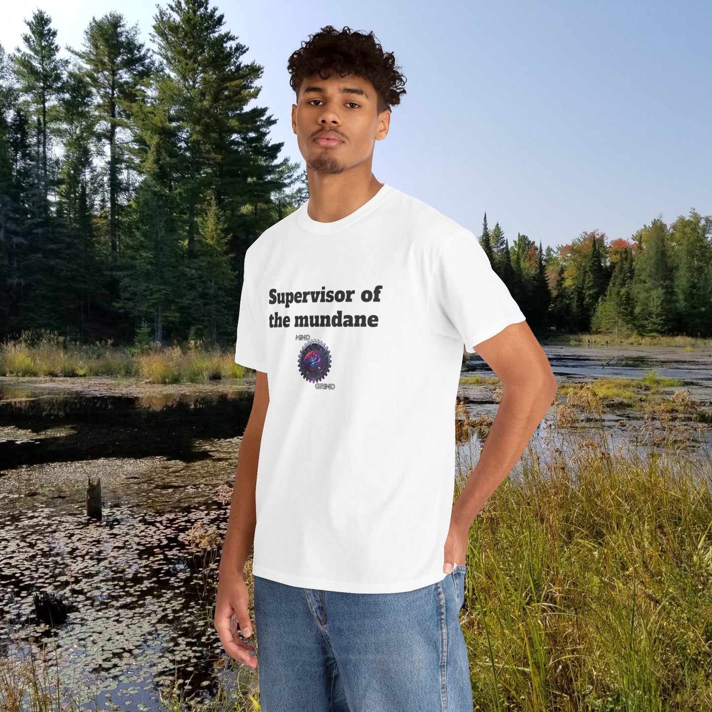 Supervisor of the mundane - Unisex Heavy Cotton Tee - Large Logo