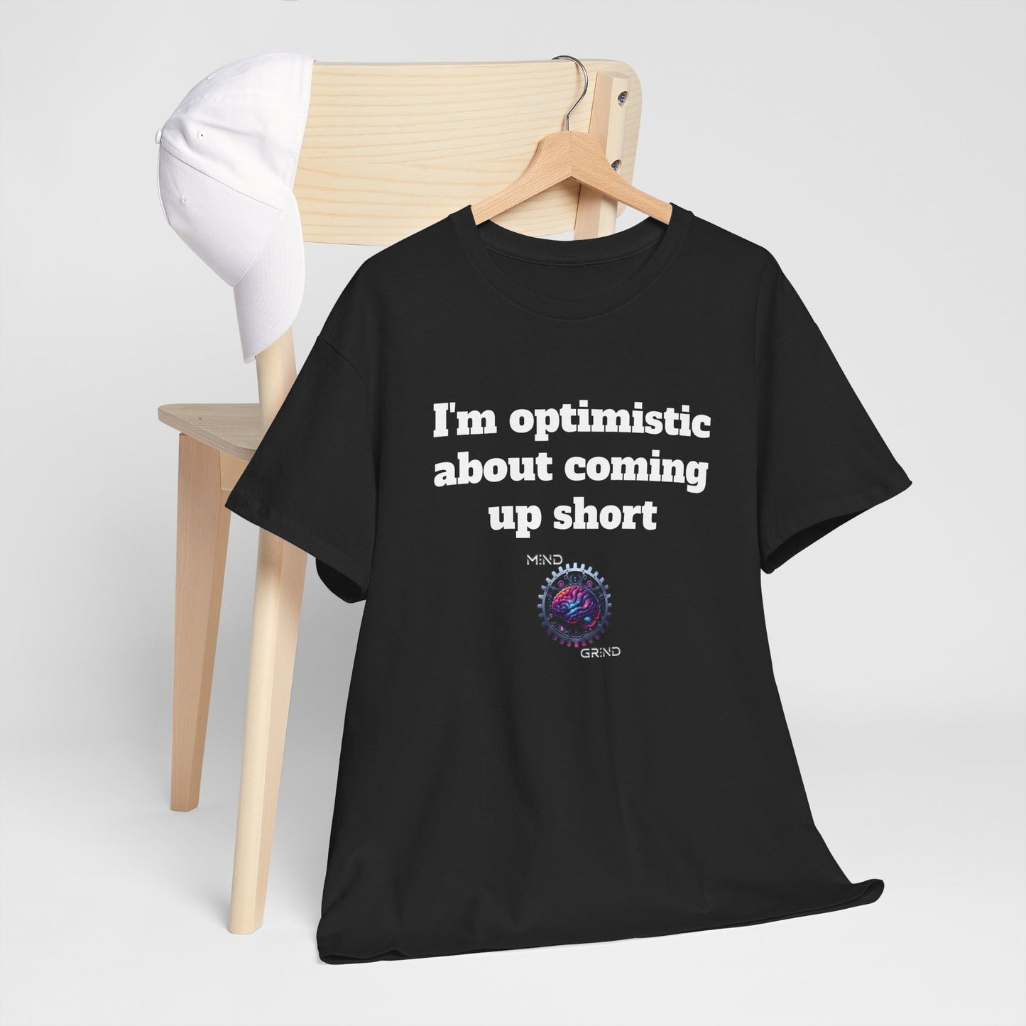 I'm optimistic about coming up short - Unisex Heavy Cotton Tee - Large Logo