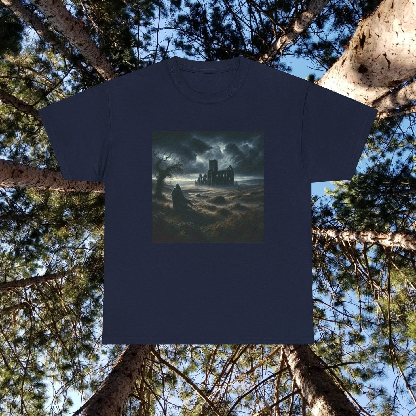 Horror Castle with Lone Spectre - Unisex Heavy Cotton Tee