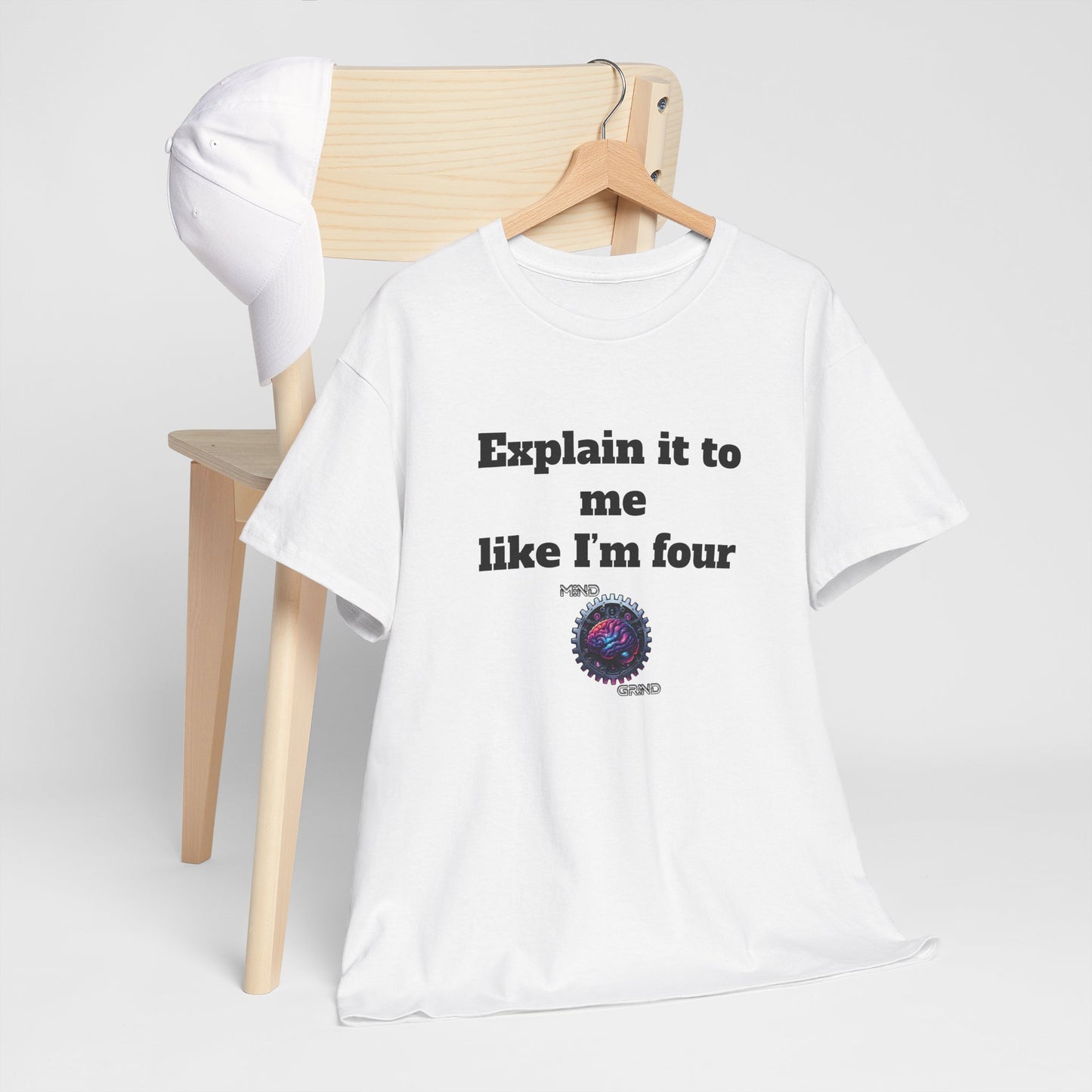 Explain it to me like I'm four - Unisex Heavy Cotton Tee - Large Logo