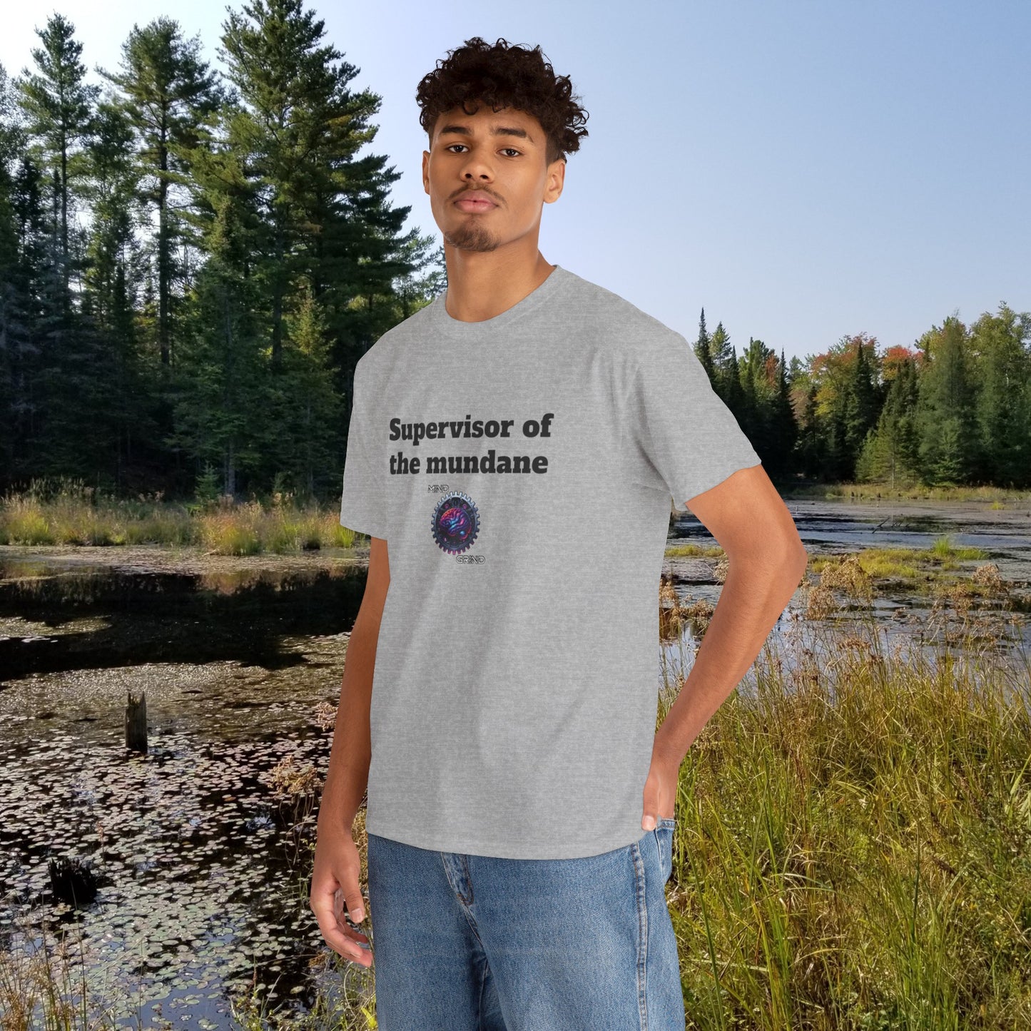 Supervisor of the mundane - Unisex Heavy Cotton Tee - Large Logo
