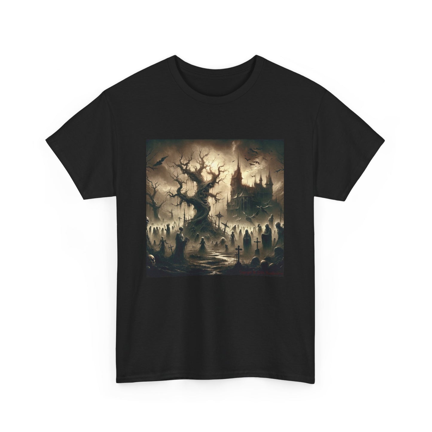 Horror Castle Black and White Twisted Tree - Unisex Heavy Cotton Tee