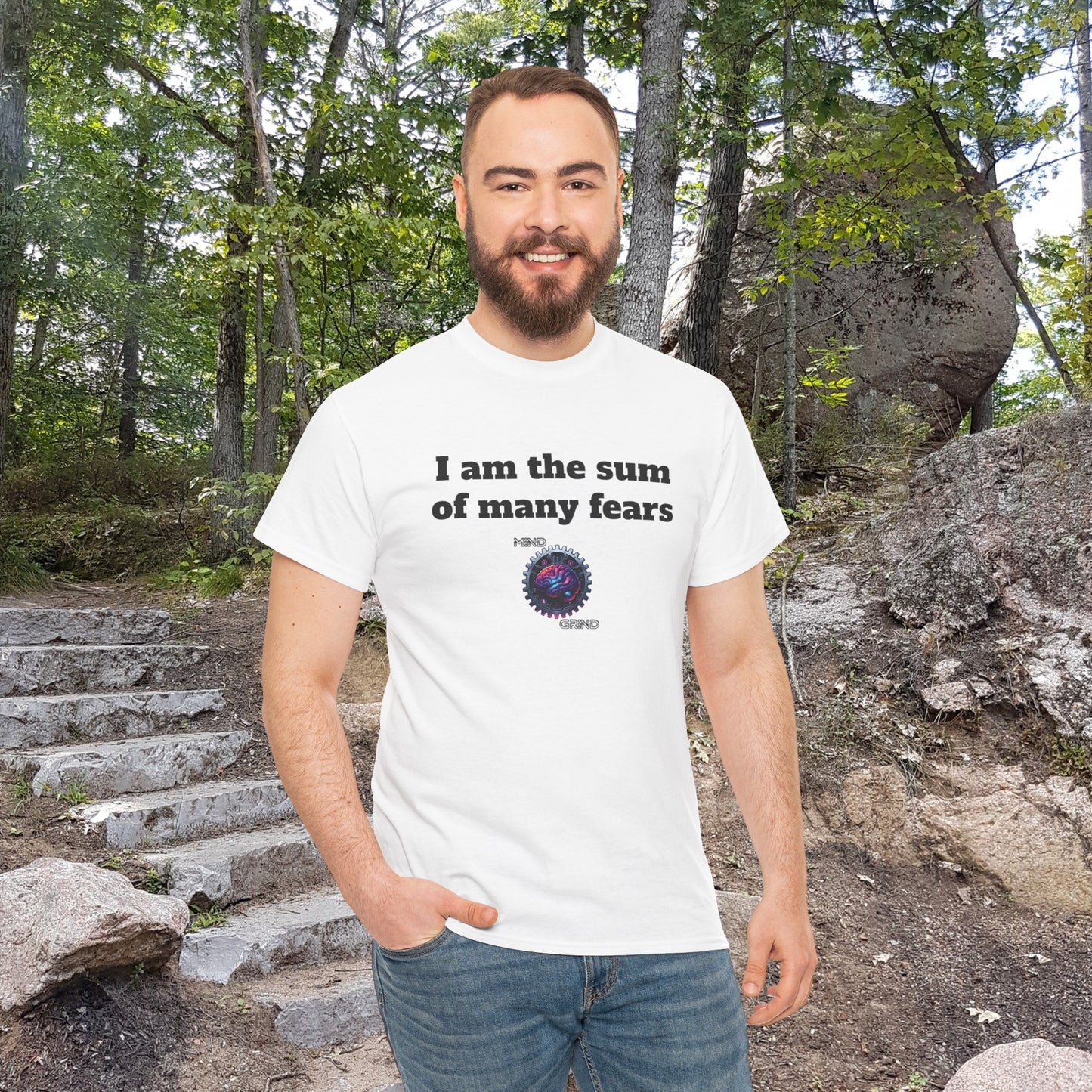 I am the sum of many fears - Unisex Heavy Cotton Tee - Large Logo