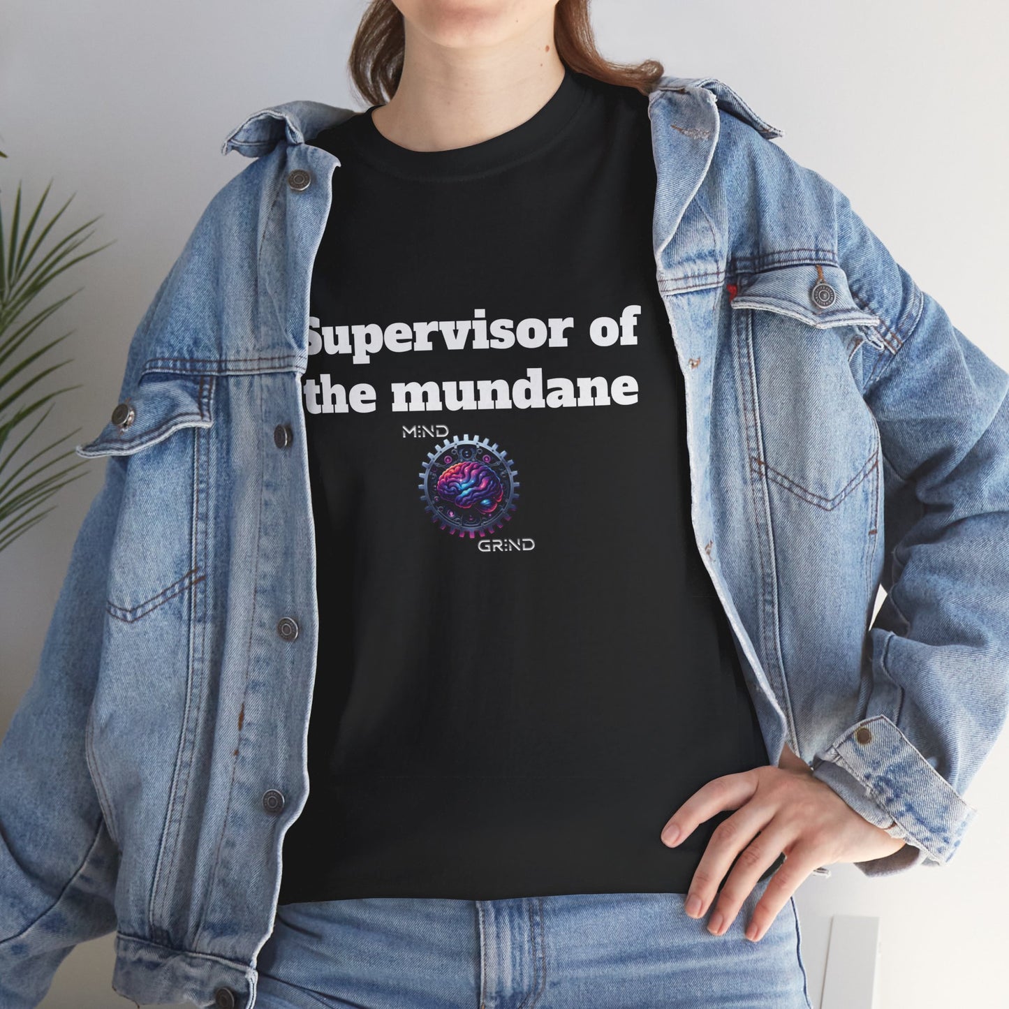 Supervisor of the mundane - Unisex Heavy Cotton Tee - Large Logo