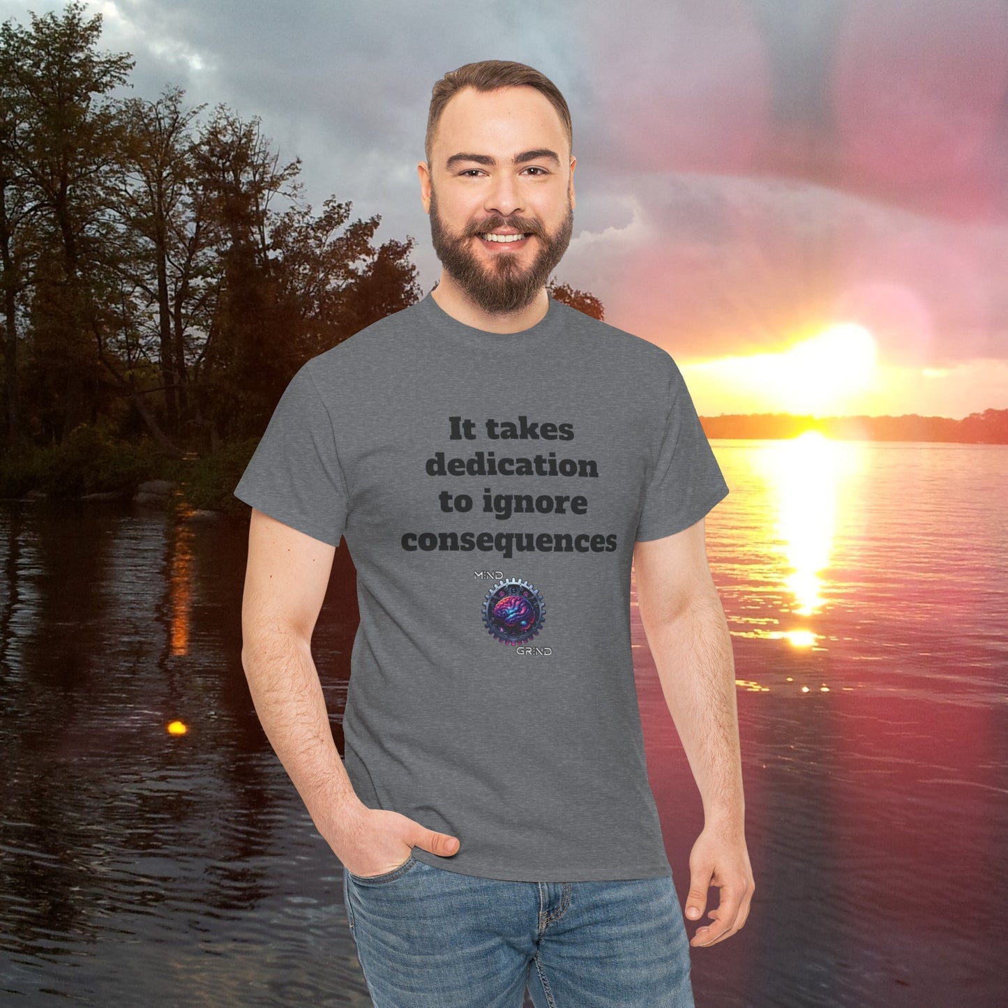 It takes dedication to ignore consequences - Unisex Heavy Cotton Tee - Large Logo