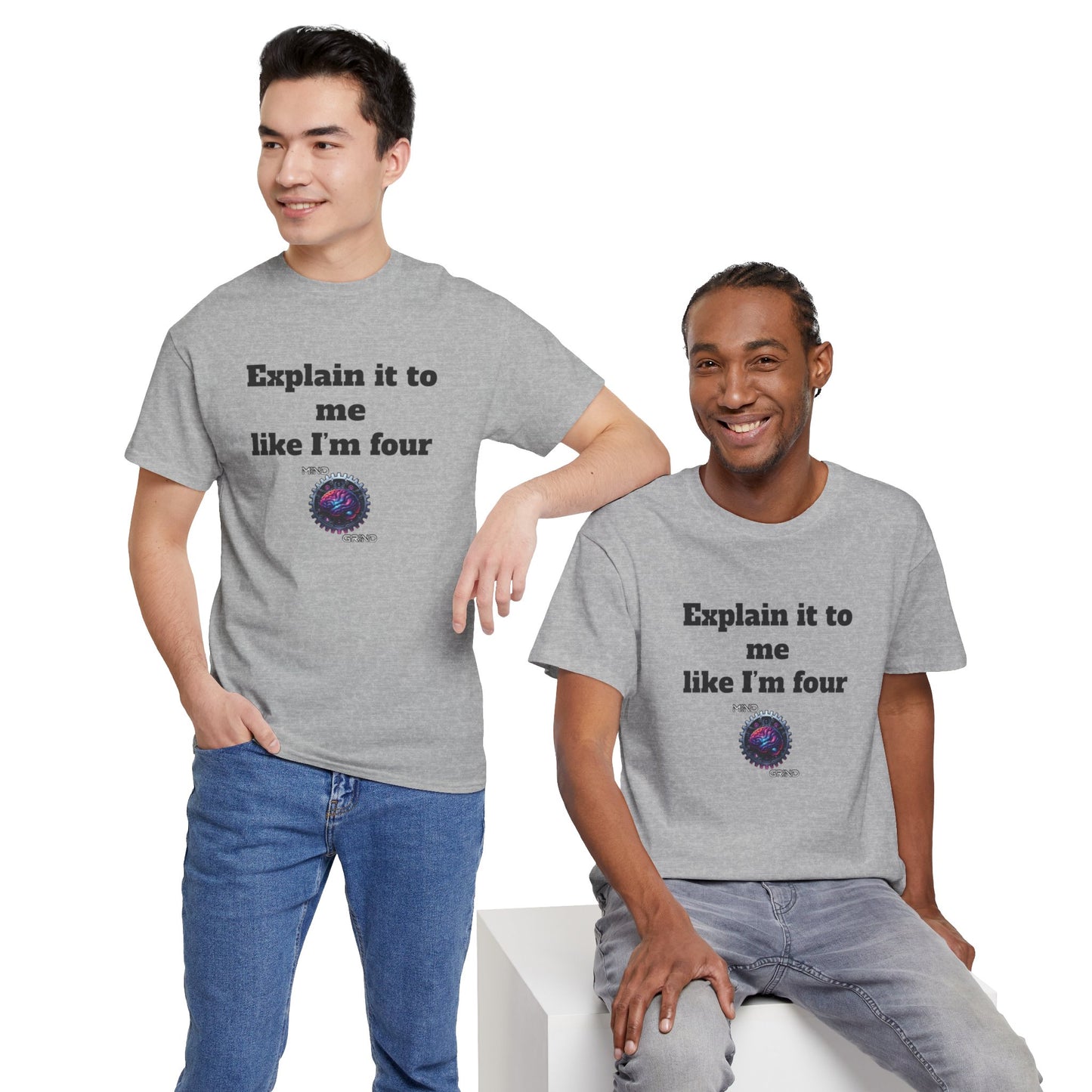 Explain it to me like I'm four - Unisex Heavy Cotton Tee - Large Logo