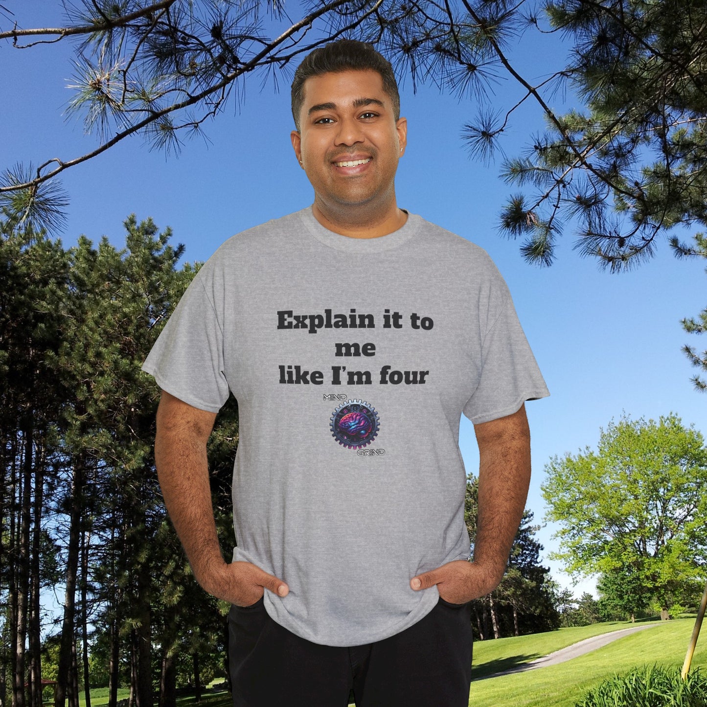 Explain it to me like I'm four - Unisex Heavy Cotton Tee - Large Logo