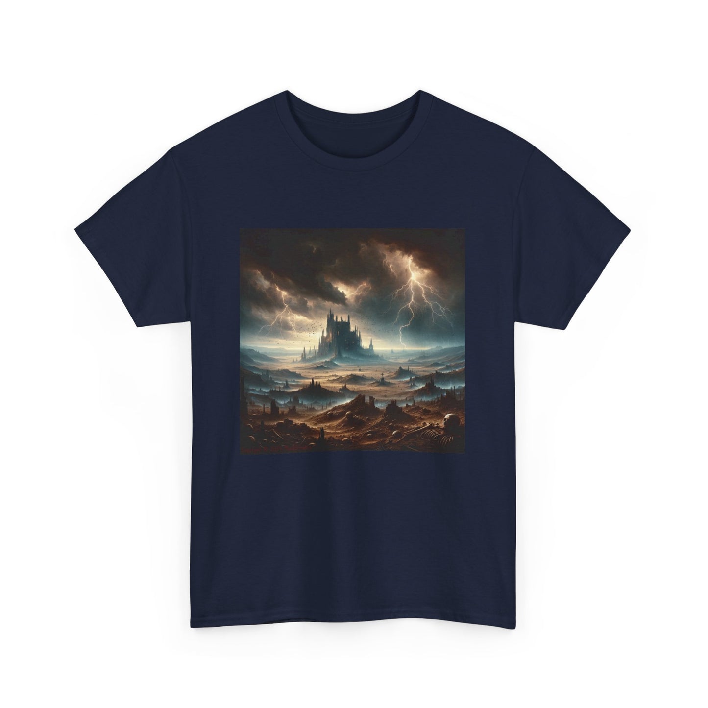 Horror Castle Lone and Large Graveyard - Unisex Heavy Cotton Tee
