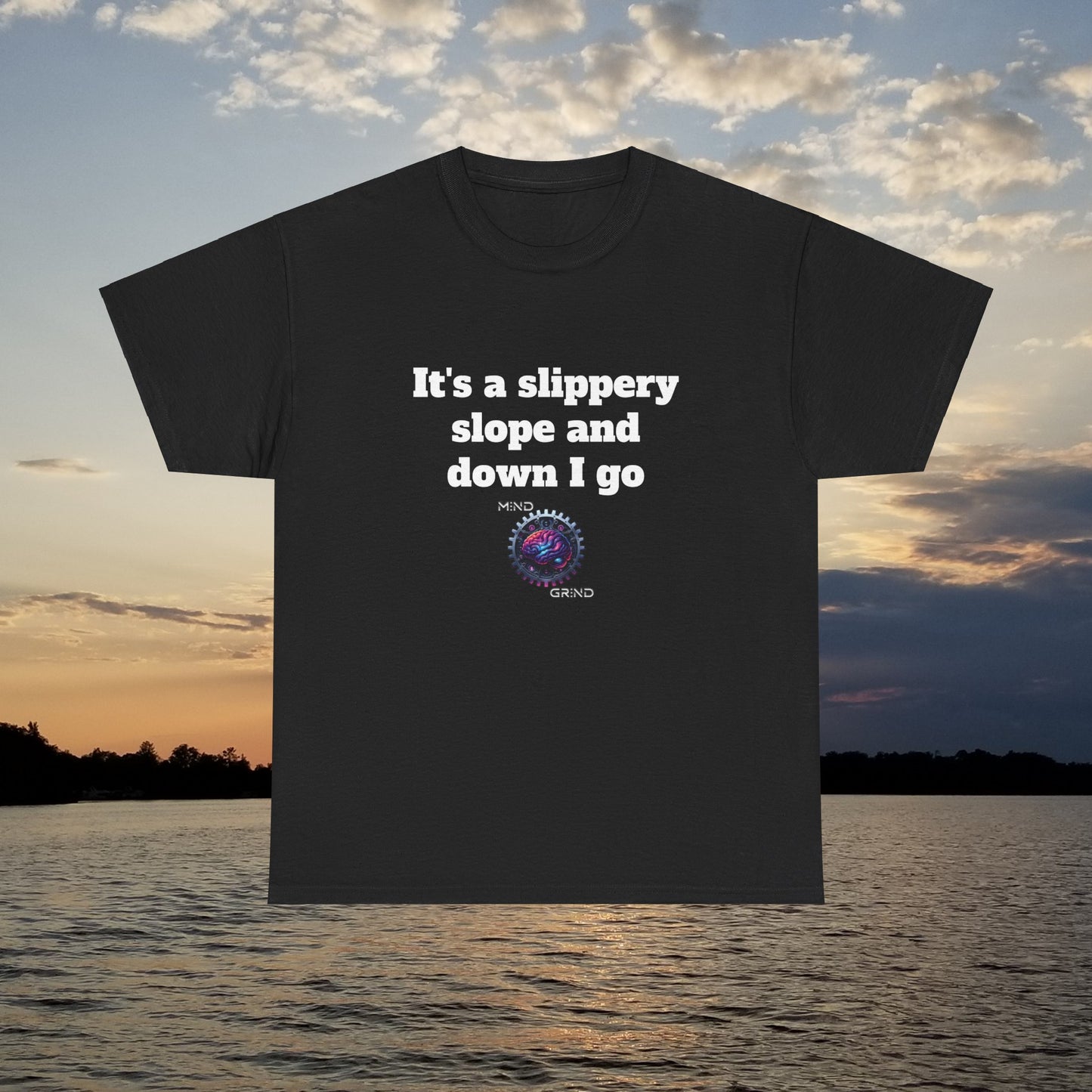 It's a slippery slope and down I go - Unisex Heavy Cotton Tee - Large Logo